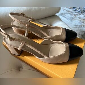 NWT Unisa Sz 8 Two-Tone Black/Tan Havie-MB Strapped Pump